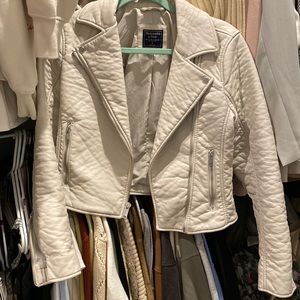 Abercrombie cream leather jacket